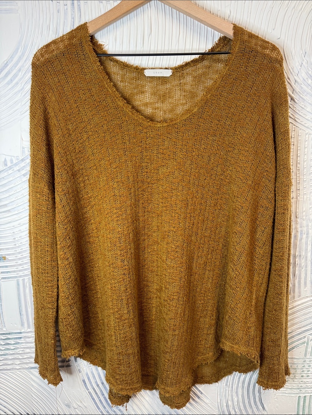 Lush Mustard Open-Weave Knit Top N0604